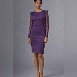 Tommy Hilfiger Purple lace long sleeve dress